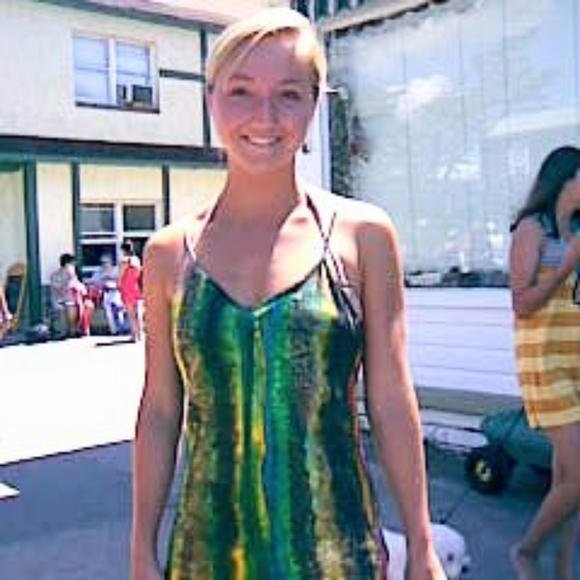 Handpainted Charmeuse satin Dress. Original. One of a kind Art Boho - Picture 10 of 15